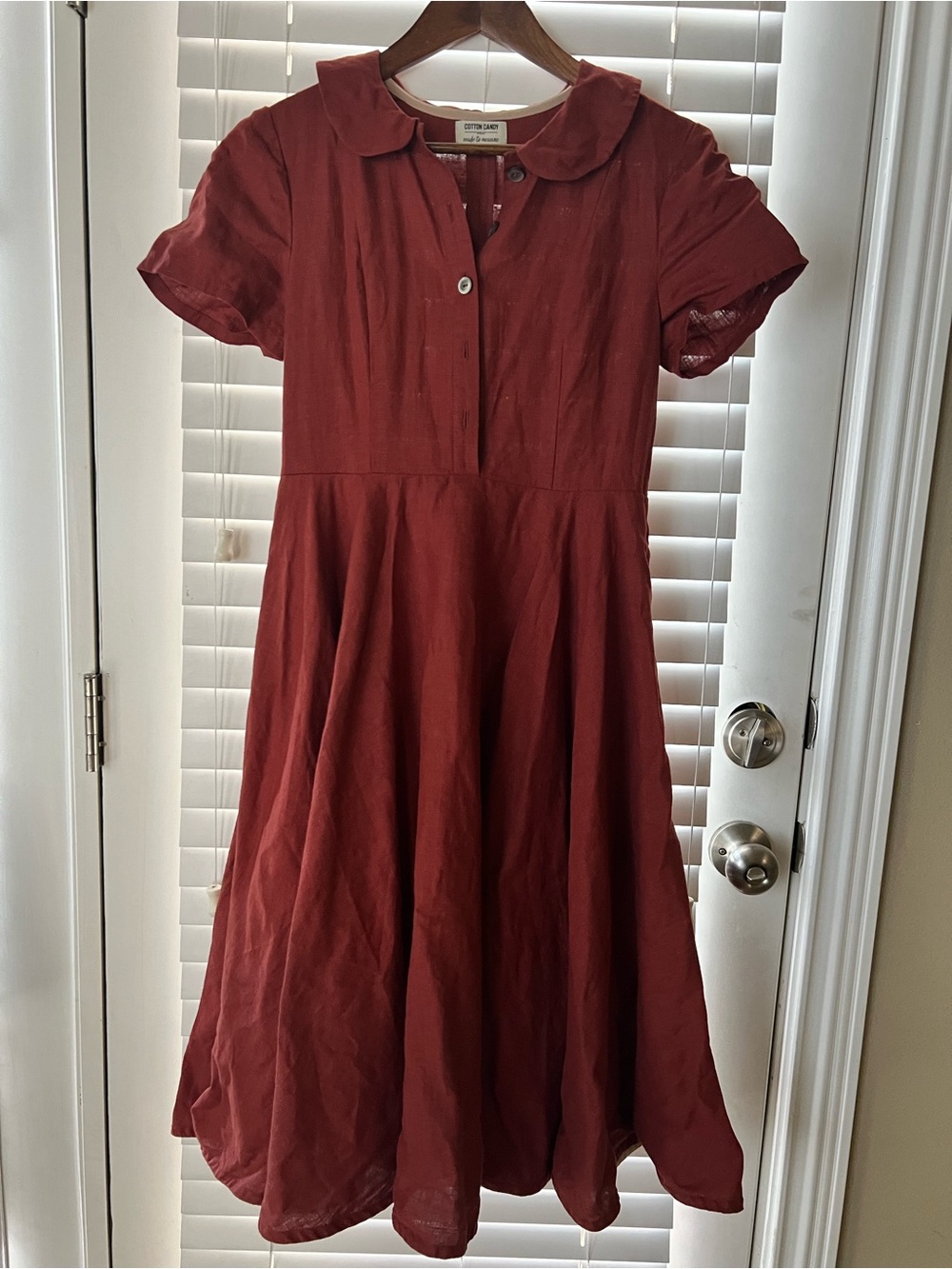 Cotton On Girls' Rust Dress with Peter Pan Collar